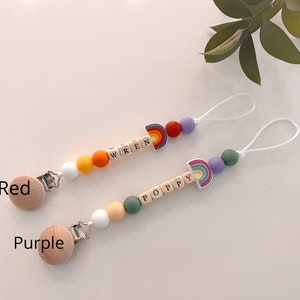 Best Seller Rainbow Pacifier Clip Boho Newborn Preemie babyshower gift Custom Personalized with name Rainbow baby image 7