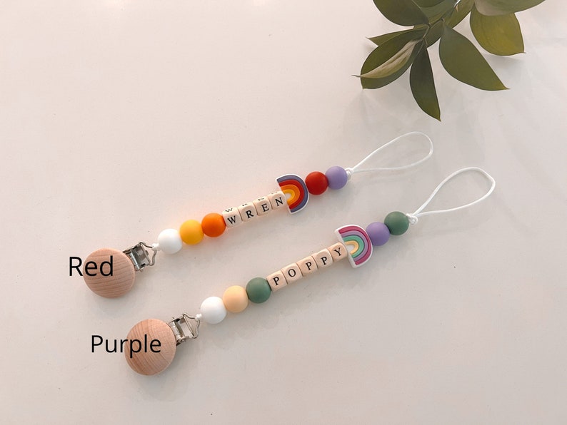 Best Seller Rainbow Pacifier Clip Boho Newborn Preemie babyshower gift Custom Personalized with name Rainbow baby image 7