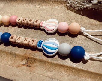 Best Seller! Hot Air Balloon | Pacifier Clip | Boho | up up and away | babyshower gift |newborn |Personalized | with name | Rainbow baby