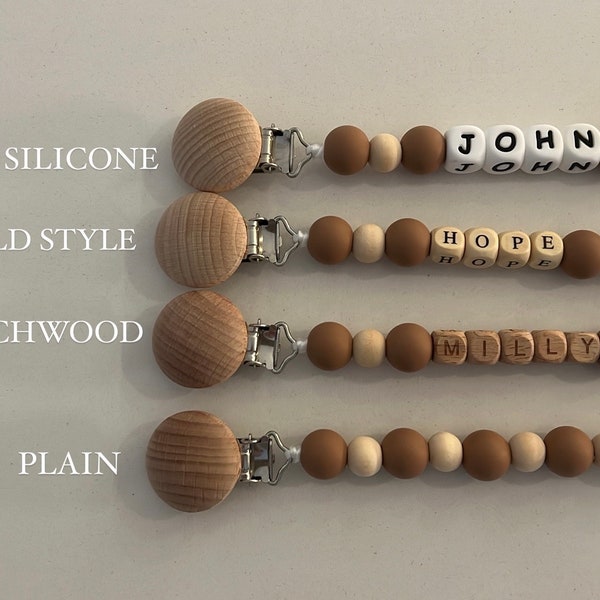 Bestseller!! Personalized Custom Pacifier Clip | Custom Baby Name | Personalized Baby Gift | Baby Shower | Newborn Gift | Earth tone neutral