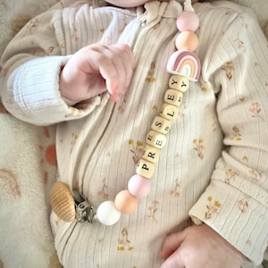 Personalized Rainbow Pacifier Clip | Boho Baby Shower Gift