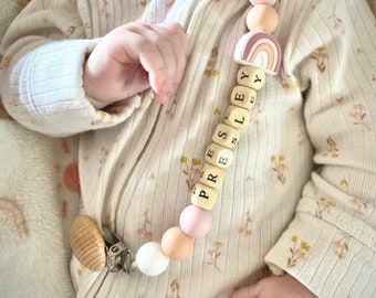 Best Seller! Rainbow Pacifier Clip | Boho | Newborn | Preemie | babyshower gift | Custom | Personalized | with name | Rainbow baby