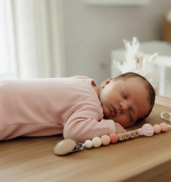 Personalized Hot Air Balloon Pacifier Clip | Boho Baby Keepsake