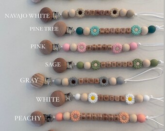Best Seller! Daisy Pacifier Clip | Boho | Newborn | Preemie | babyshower gift | Custom | Personalized | with name | Rainbow baby | spring
