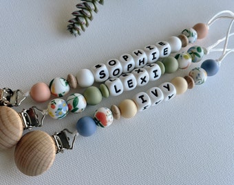 Personalized Pacifier Clip | Newborn Gift | babyshower | Floral | customizable | neutral | With name | pacifier clip | Spring