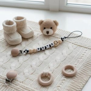 Checkered Smiley Personalized Pacifier Clip | Baby Shower Gift