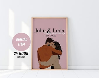 Presente de aniversário de retrato para namorado / Presente de aniversário de um ano para marido / Presente exclusivo para namorada / Presente de aniversário para namorado