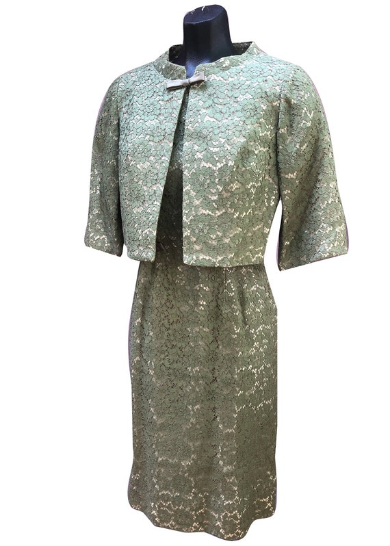 1950s Lace Wiggle Dress Sage Green