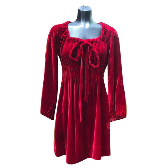 1960s Red Velvet Juliet Mini Dress