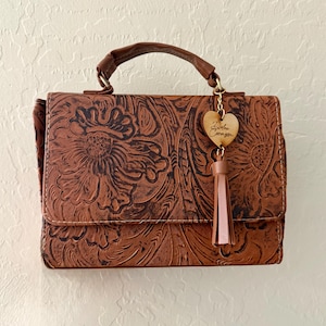 Leather Hand-Tooled Mexican Floral Handbag – Handmade Rose Purse | Adjustable Strap | Artisanal Bag | Tejido Collection
