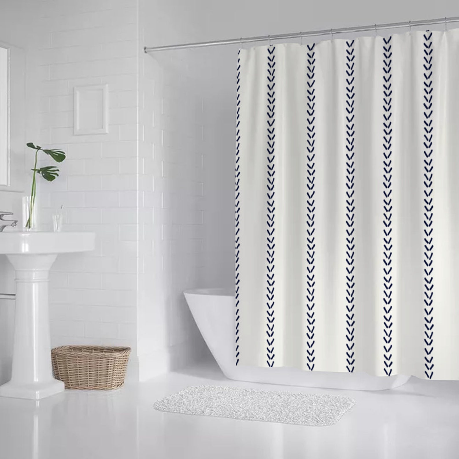 Mudcloth Shower Curtain Bohemian Shower Curtain Minimal Etsy