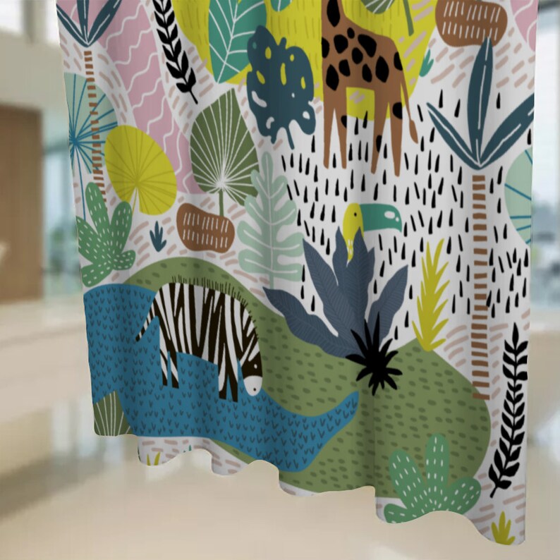 Kids Animal Shower Curtain Kids Shower Curtain Kids Jungle Etsy