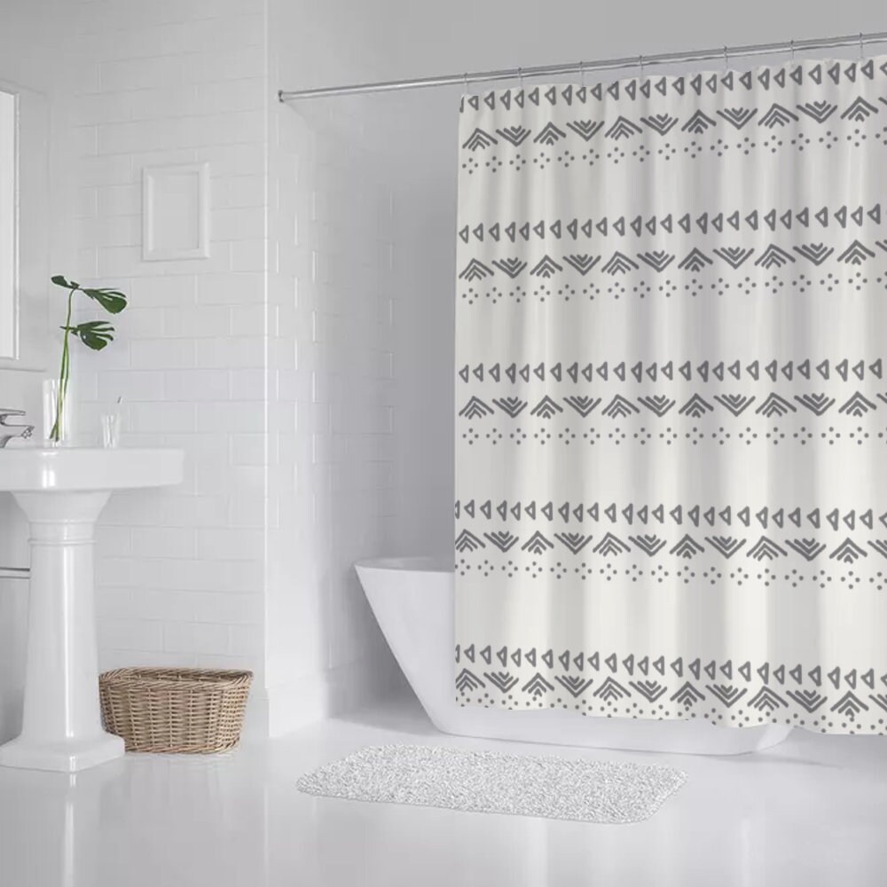 white shower curtain