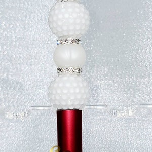 Red and White Beaded Pen