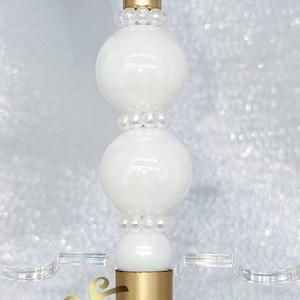 White and Gold Beaded Pen