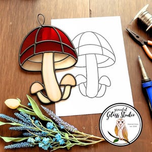 Mushroom Stained Glass Pattern: Printable PDF & PNG