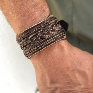 Braided leather bracelet, handmade leather cuff, Braided leather cuff  for men