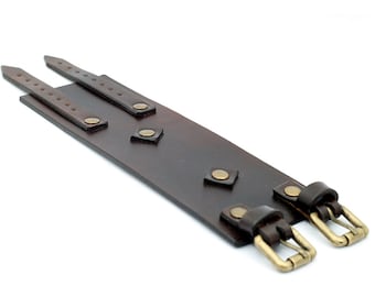 Handmade Brown Leather Cuff Bracelet, Men's Wristband