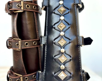 Wide Leather Cuff Bracelet, Brown Veg Tan Leather, Handmade