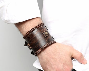 Handmade Leather bracelet, Mens leather barcelet, Braided leather bracelet for men, Brown leather cuff, men's cuff, Leather bracelet