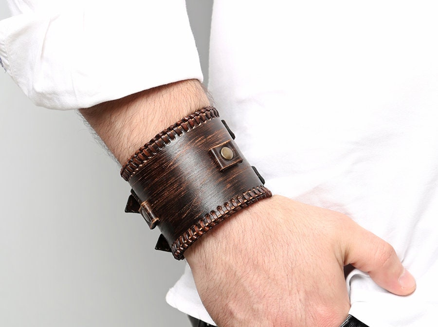 Handmade Leather Bracelet Mens Leather Barcelet Braided -  Sweden