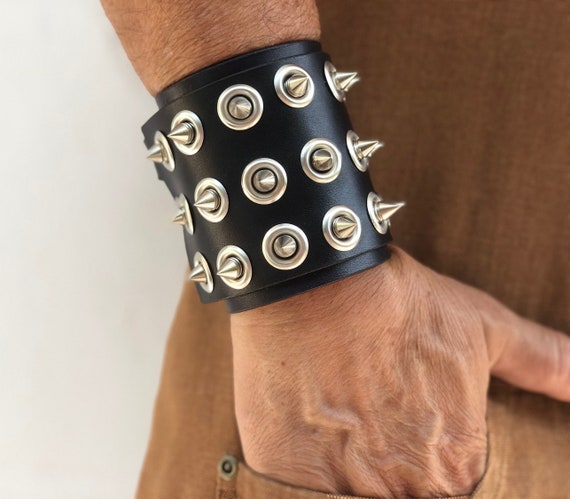Leather Spike Cuff, Punk Leather Bracelet, Handmade Leather Leather Spike Cuff, Punk Leather Bracelet, Handmade Leather