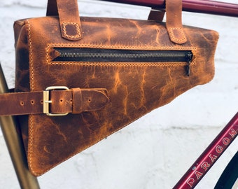Leather bike bag, cycling bag, Bicycle bag, crossbar bag, men’s gift, women’s gift, frame bag, Leather bicycle bag, bicycle accessories