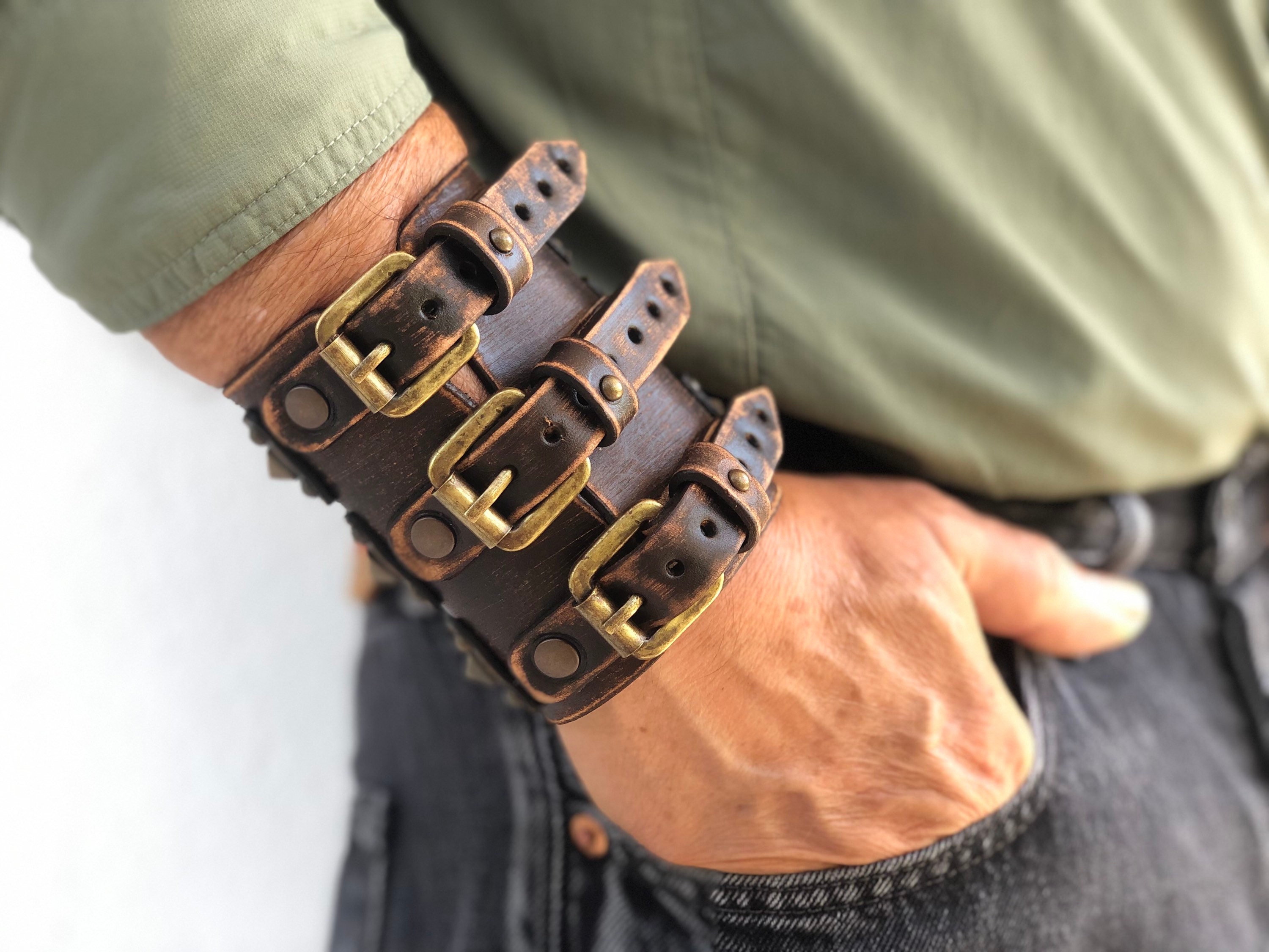 3 TAN Brown LEATHER CUFF Bracelet Blanks, 1.5 wide, 3 leather bracele