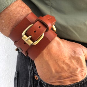 Leather cuff, Men leather bracelet, Leather bracelet image 3