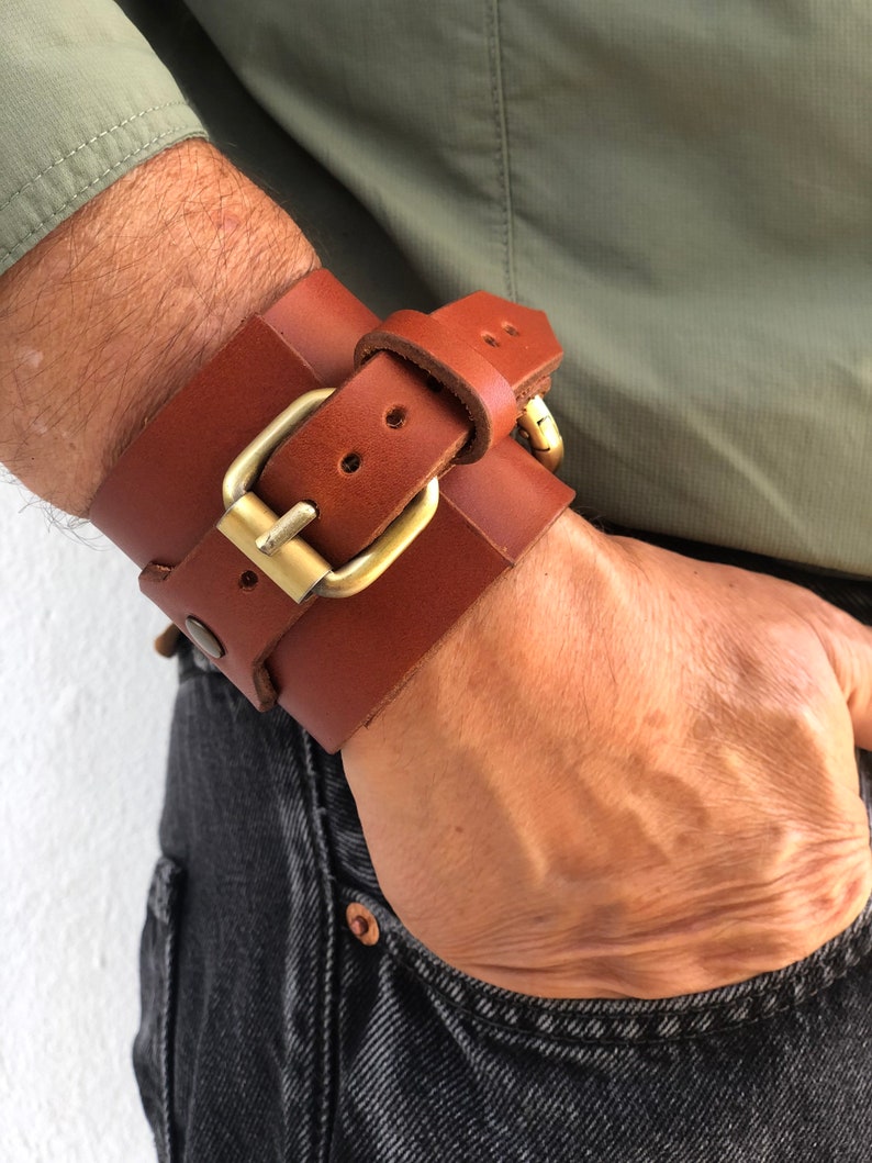 Leather cuff, Men leather bracelet, Leather bracelet image 3