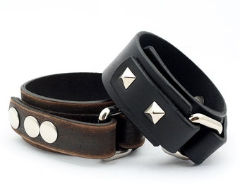 Handmade leather bracelet, Mens bracelet, Leather cuff for men, Black Studded leather cuff, Leather cuff gift, men's leather bracelet