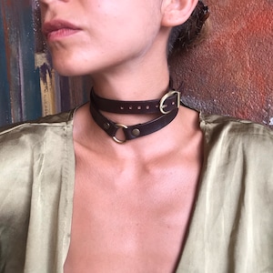 Black Choker - Reversible Faux Leather & Suede or Velvet - 20mm Thick - Customizable