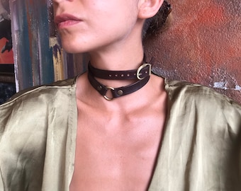 Women leather choker, Genuine leather choker necklace, Leather wrapped choker , Women necklace, Gift for women, Leather gift, Women necklace
