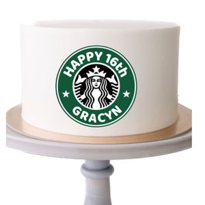 Customized Starbucks edible image, custom coffee logo topper, Starbucks cupcake toppers,icing sheet,sugar paper, edible topping