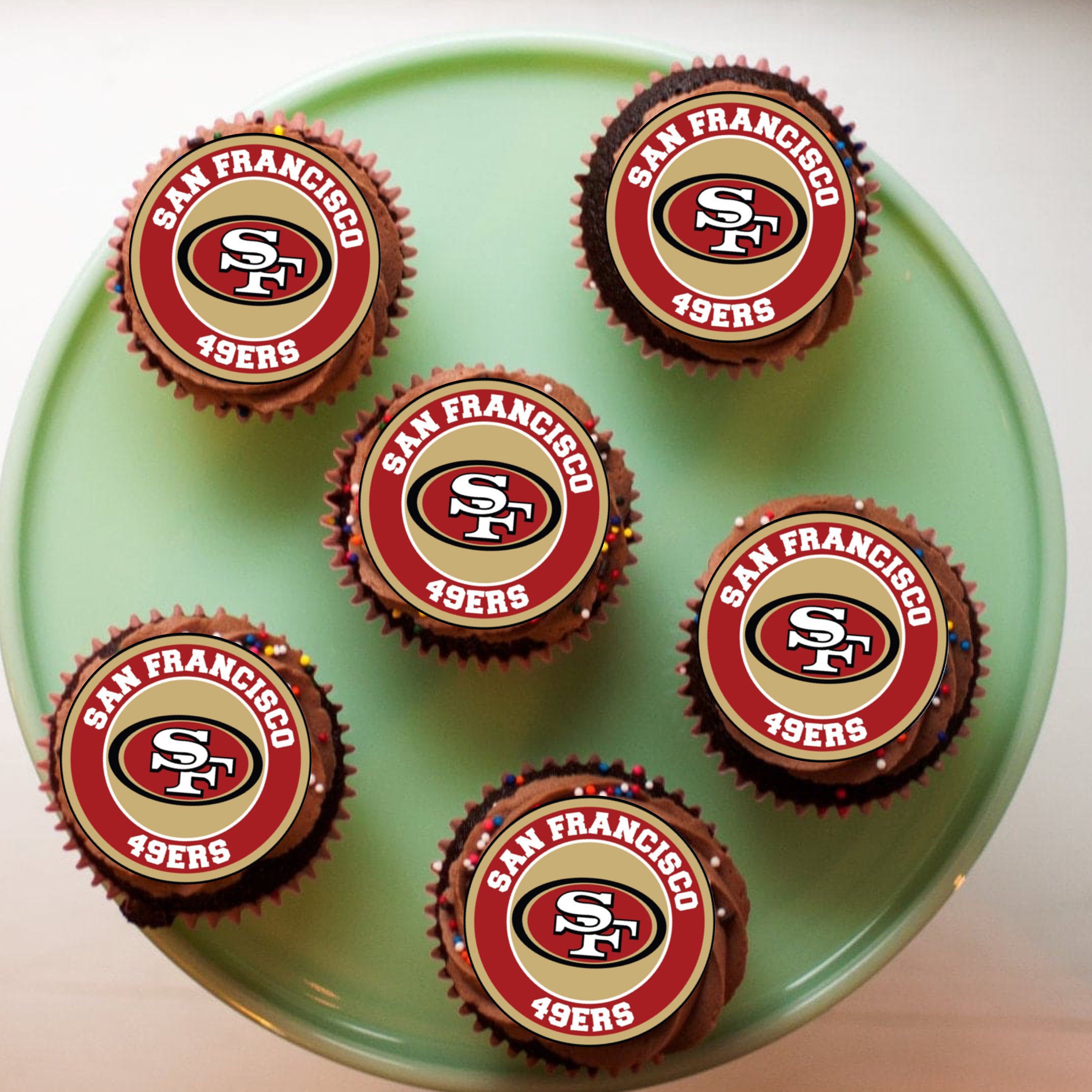 49ers Cupcake Toppers, Football Cupcake Toppers 