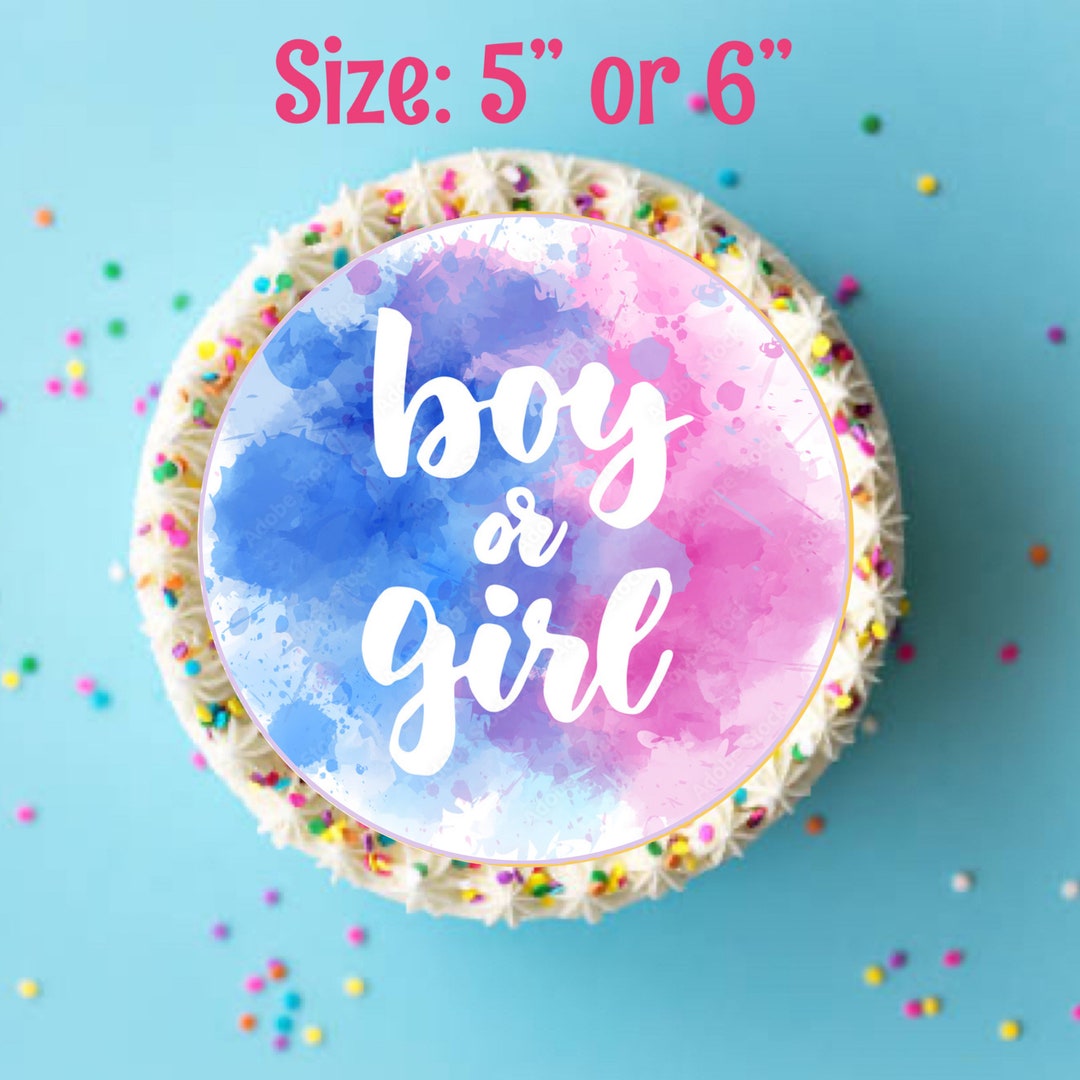 Gender Reveal Edible Image Boy or Girl Cake Topper Image 5or Etsy