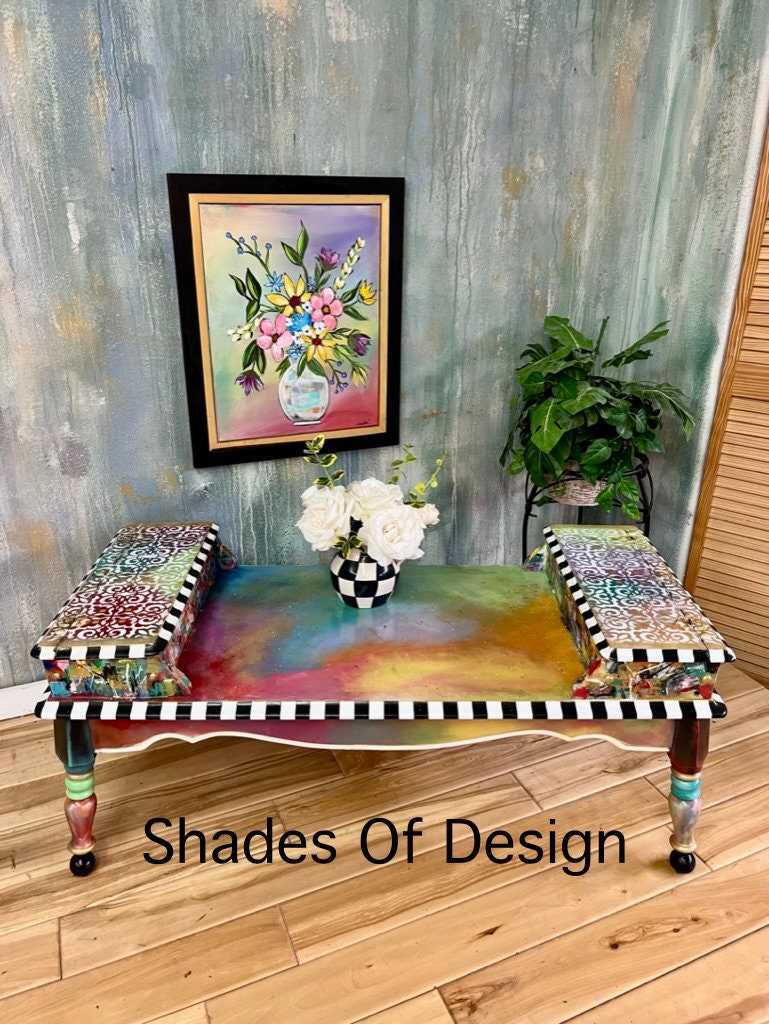 NEW Boho Coffee/game Table. Colorful and Fun Coffee/game Etsy