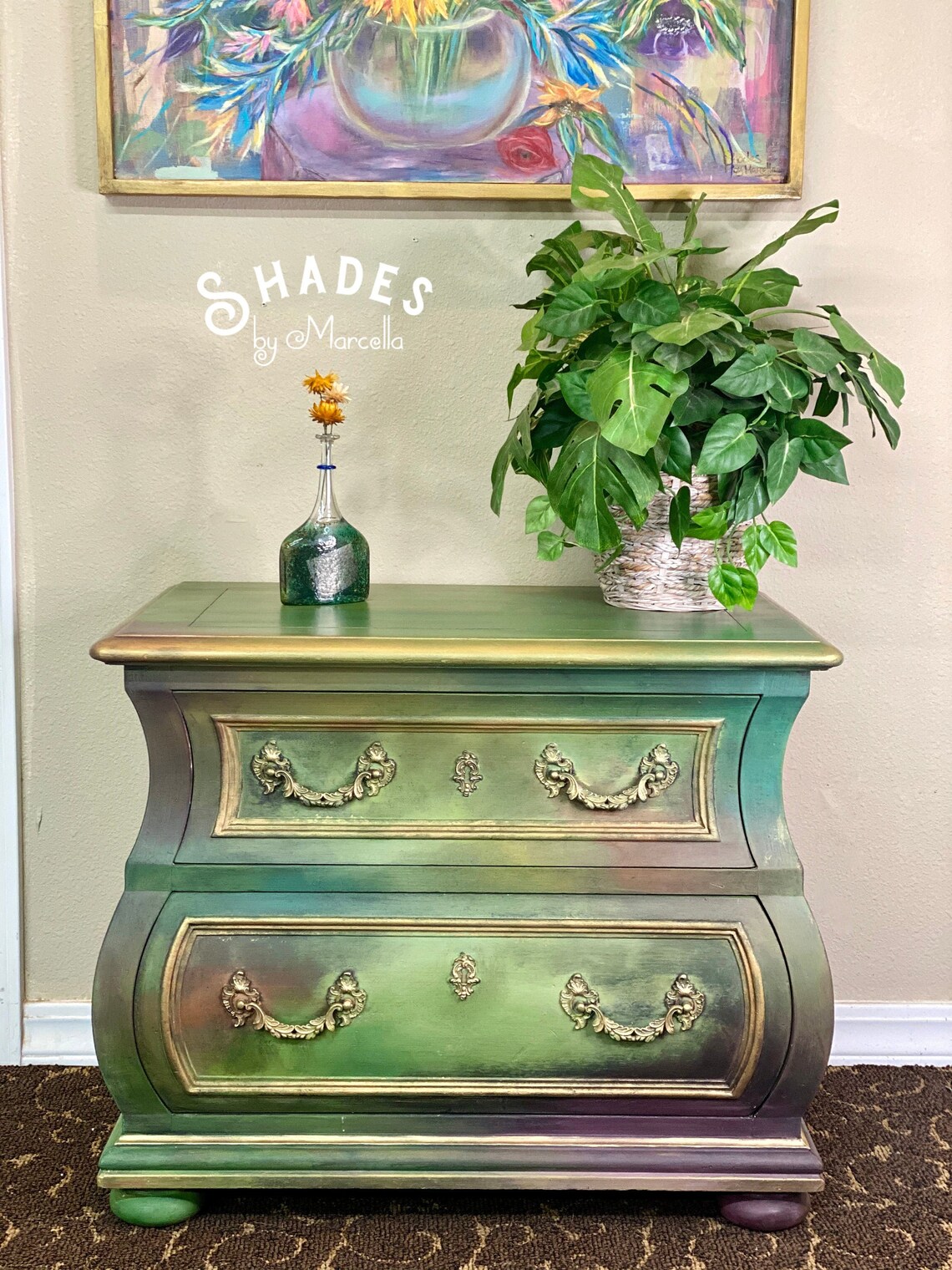 Bombe Chest Two Drawer Bombe Chest Green Bombe Etsy