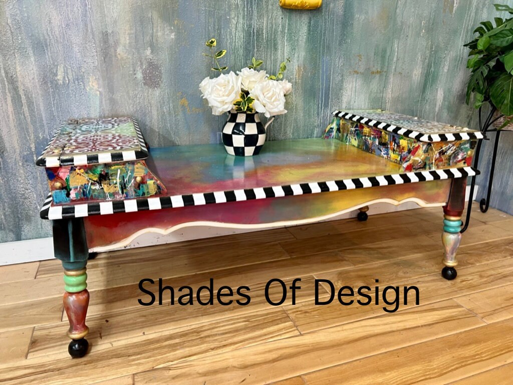 NEW Boho Coffee/game Table. Colorful and Fun Coffee/game Etsy