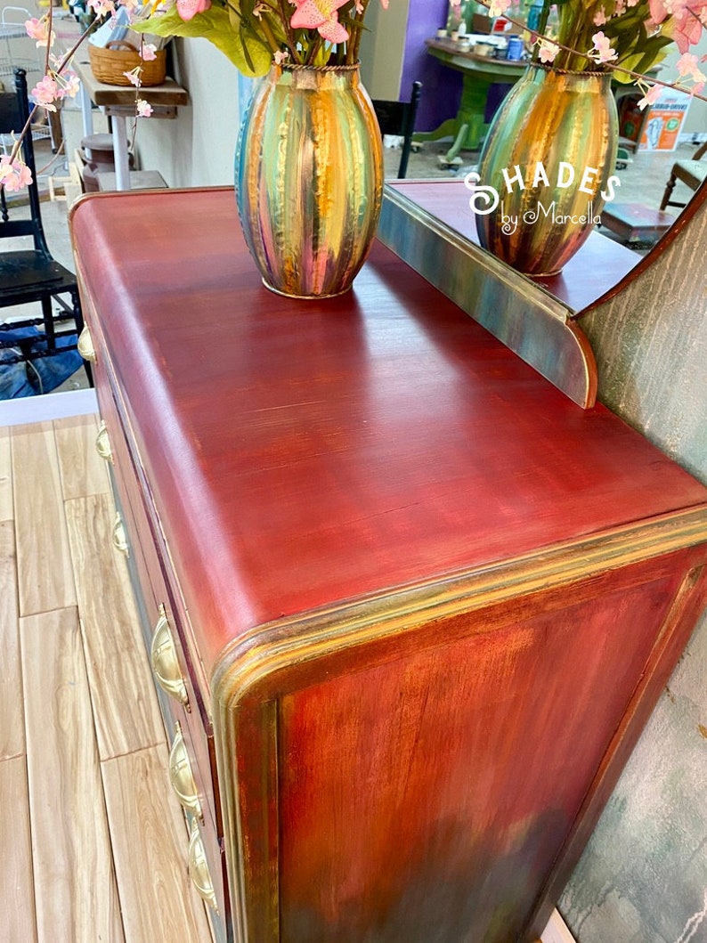 SALE Vintage Vanity Dresser Vintage Boho Painted Vanity Etsy