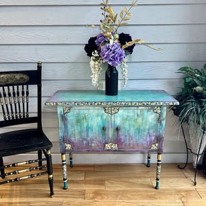 Whimsical  Sideboard, Boho Cabinet, Storage Cabinet, Chalk Paint, Home Furnishings