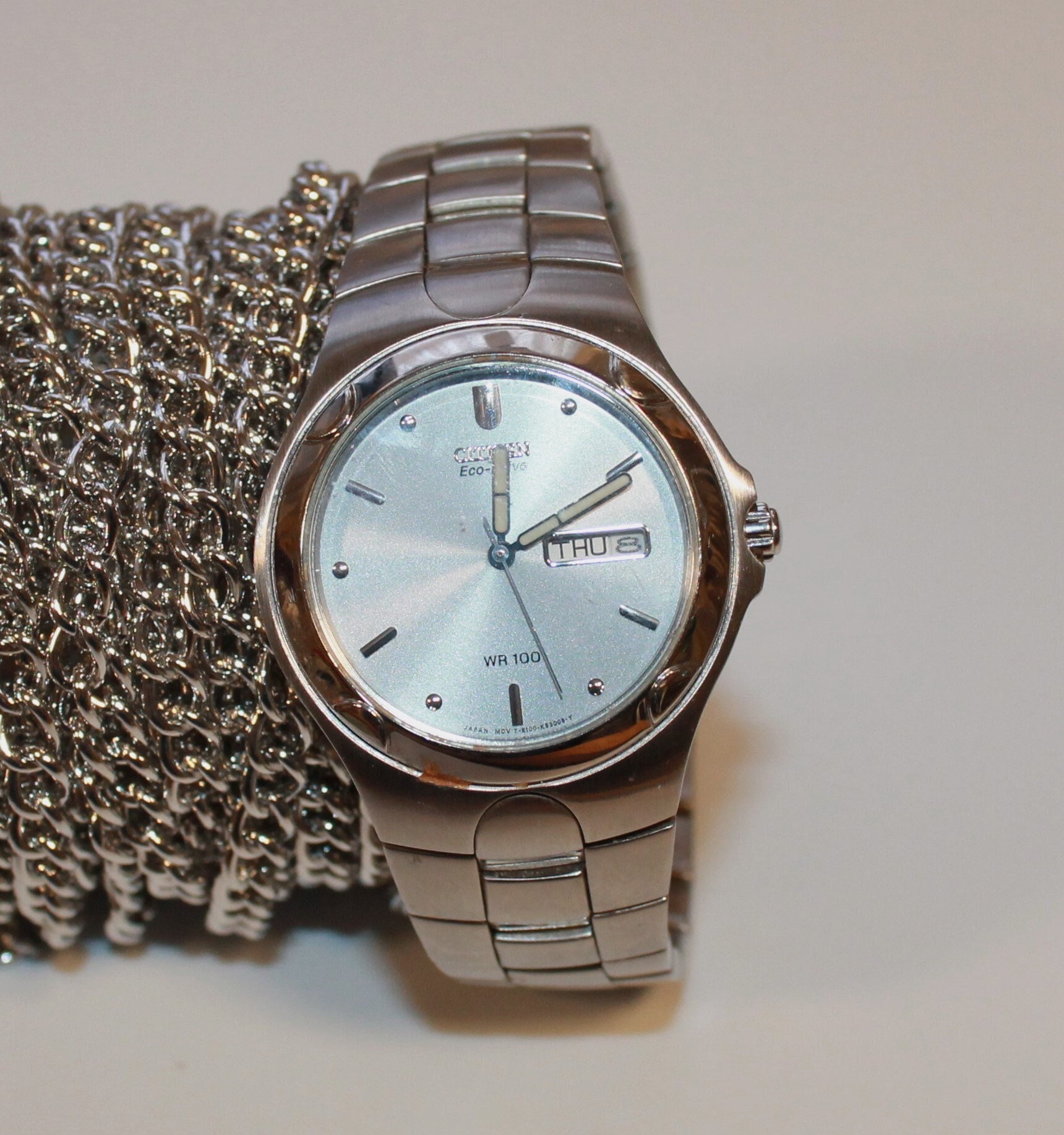 Citizen Men s Eco Drive WR 100 Silver Watch Excellent Condition Etsy
