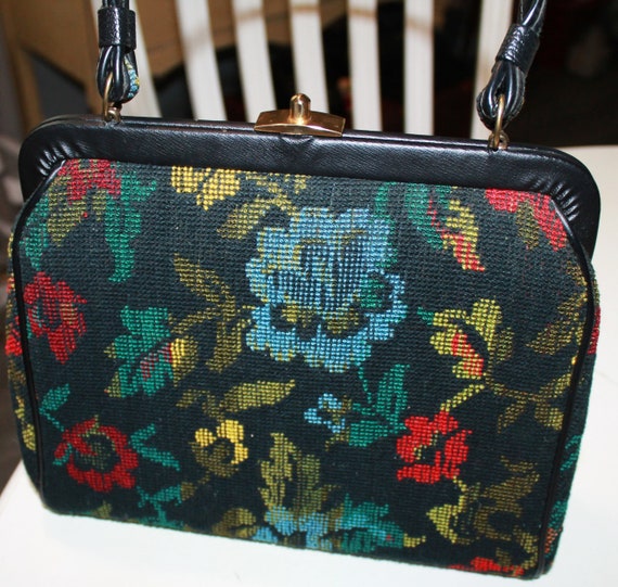 Vintage Tapestry Floral Carpet Bagger Ladies Purs… - image 4