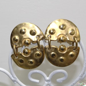 Vintage Rare Goldtone Les Bernard Clip On Earrings Signed