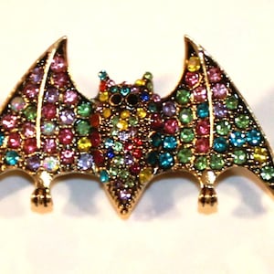 NWT Betsy Johnson Rhinestone Bat Brooch or Pendant 2.5 Inch