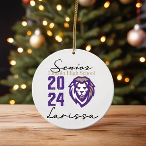 Custom Senior Ornament | Graduate Christmas Ornament | Ceramic 3" Christmas Ornament