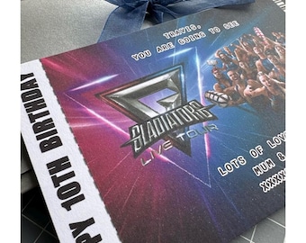 Gladiators Live Tour Personalised Mock Gift Ticket
