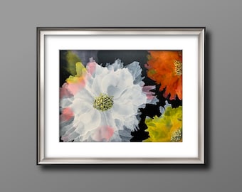 Original Alcohol Ink Abstract Flower Art