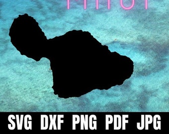 Maui Hawaii Map SVG | Silhouette Vector Cut Files (Digital Download)