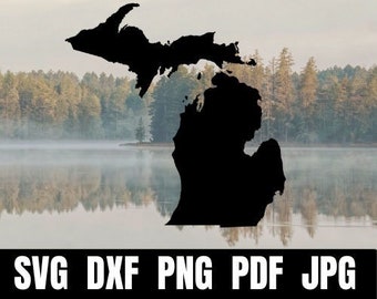 Michigan State Silhouette Vector Files (svg, dxf, png, pdf, jpg - Digital Download)